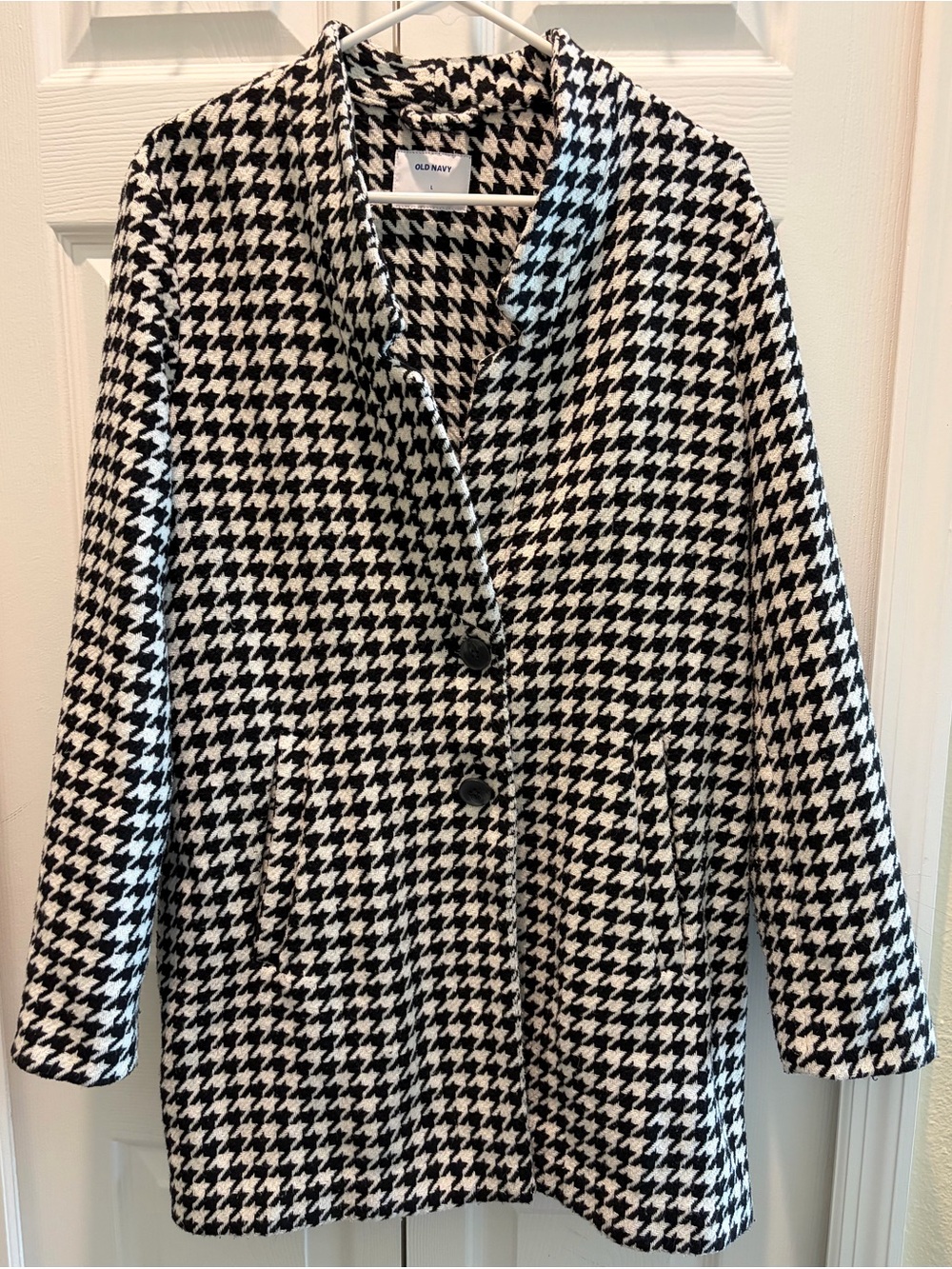 Old Navy Black & White Houndstooth Peacoat